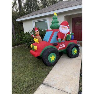🆕8FT Christmas Inflatable Truck with Built-in LED Lights Outdoor Decoration